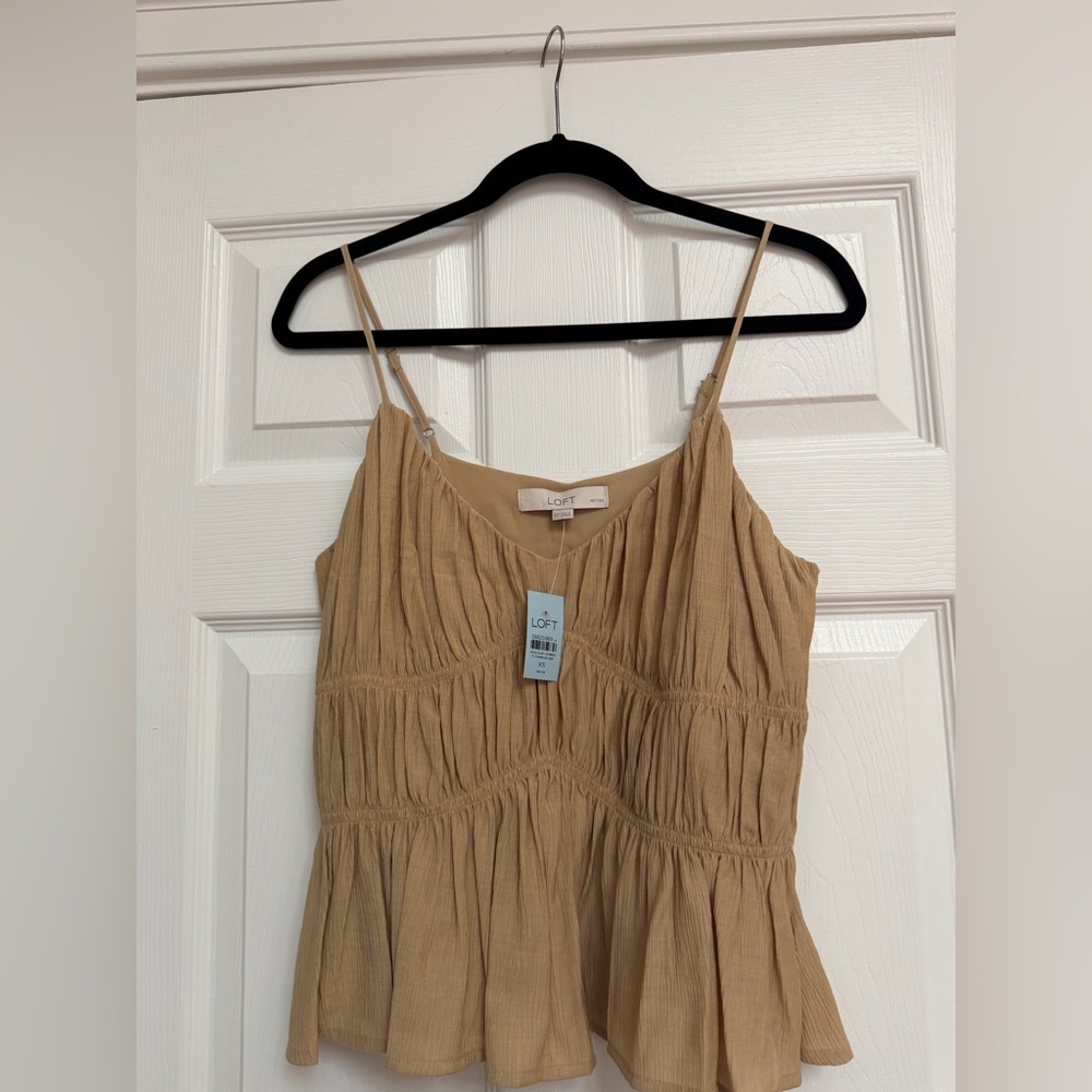 Loft XS Petite Smocked V-Neck Peplum Cami
